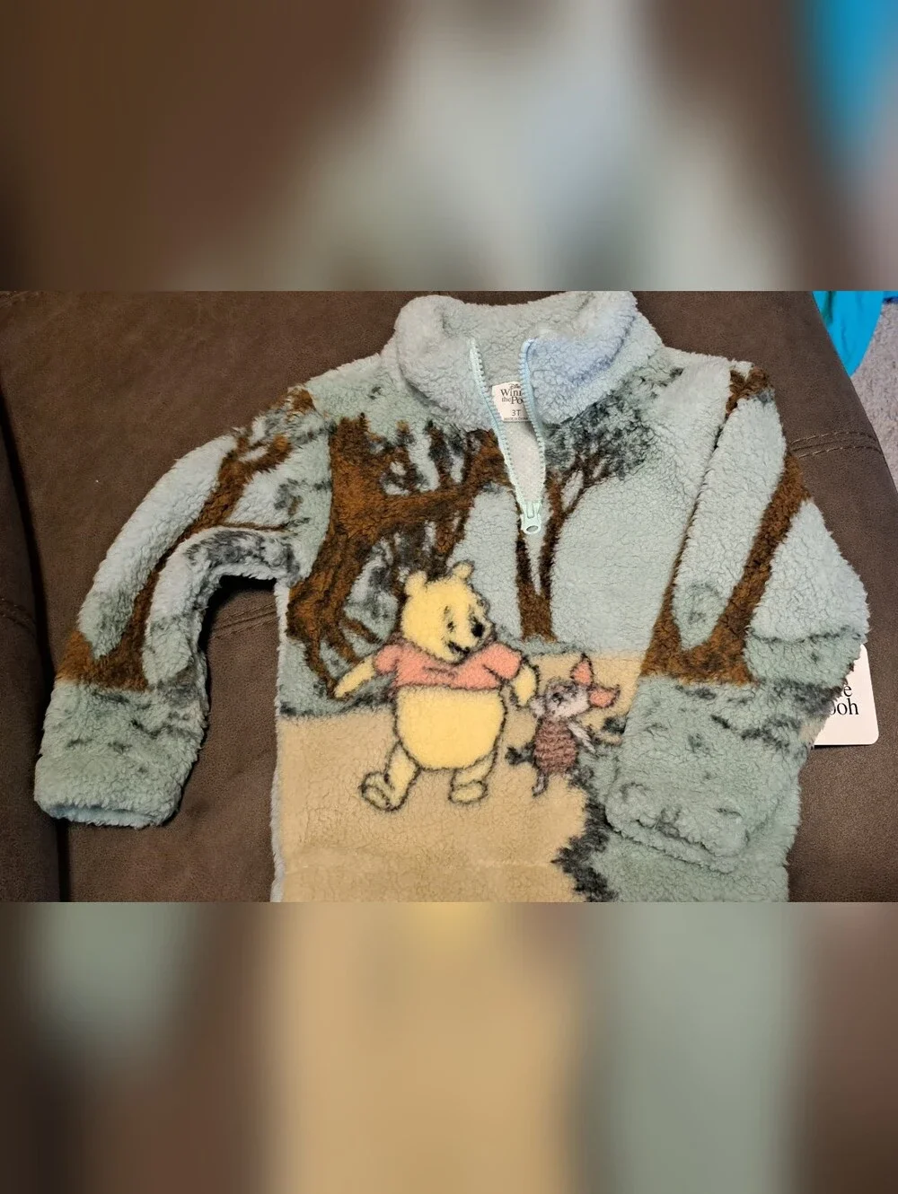 Disney Winnie the Pooh Sherpa 100 Acre Woods Piglet 3/4 Zip Jacket Top Coat 3T